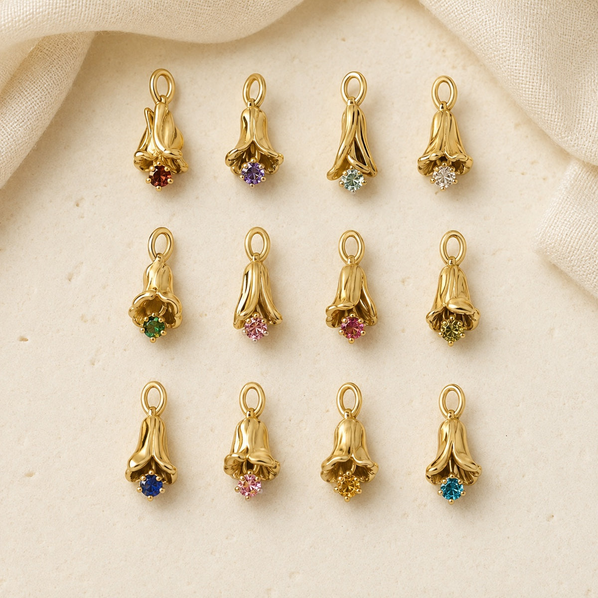 Bloom Birthstone Charm in gold tone featuring birth month