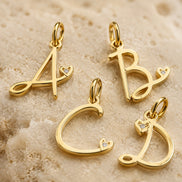 Amour Initial Charm in gold tone featuring heart, product image 2