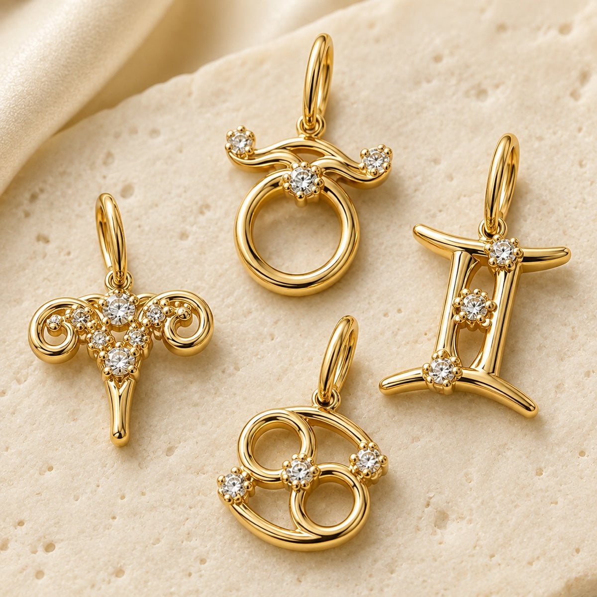 Celeste Zodiac Charm in gold tone featuring crystal accent, product image 2