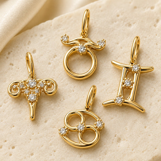 Celeste Zodiac Charm in gold tone featuring crystal accent, product image 2