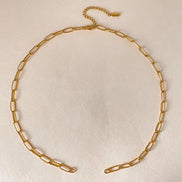 Arden Paperclip Necklace in gold tone featuring paperclip chain, product image 4