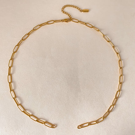 Arden Paperclip Necklace in gold tone featuring paperclip chain, product image 4
