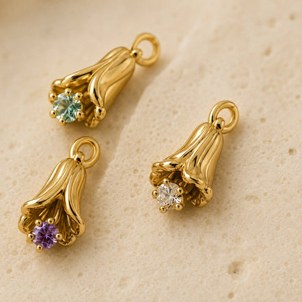 Bloom Birthstone Charm in gold tone featuring birth month, product image 2