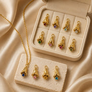 Bloom Birthstone Charm in gold tone featuring birth month, product image 3
