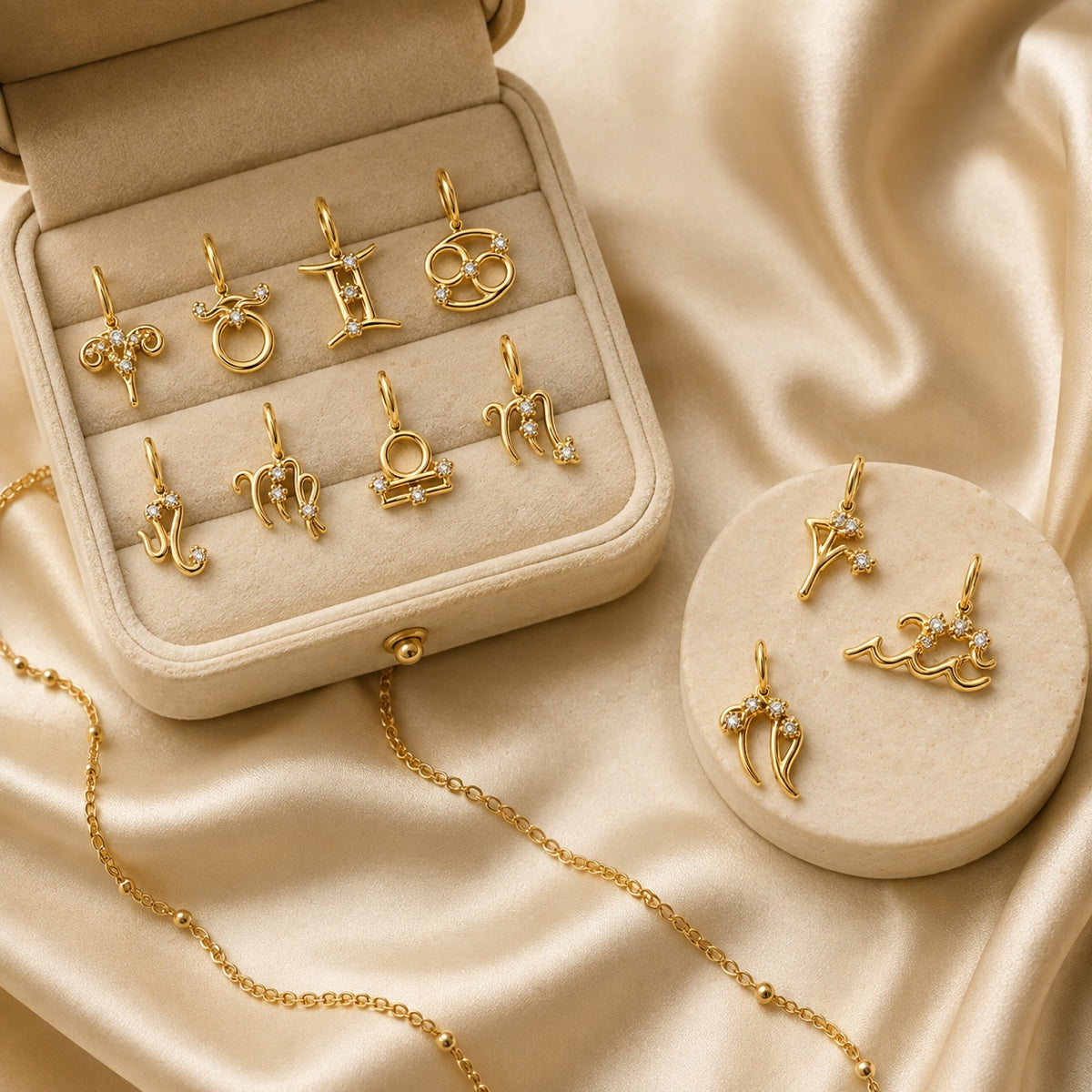 Celeste Zodiac Charm in gold tone featuring crystal accent, product image 3