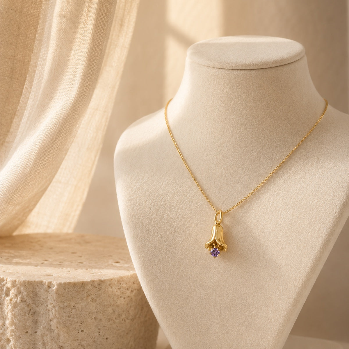 Bloom Birthstone Charm in gold tone featuring birth month, product image 4