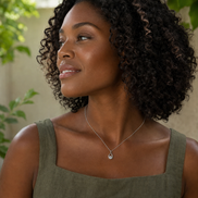 Aurora Teardrop Necklace in silver tone featuring crystal accent, product image 4