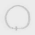 Stone Cross Metal Beaded Stretch Bracelet