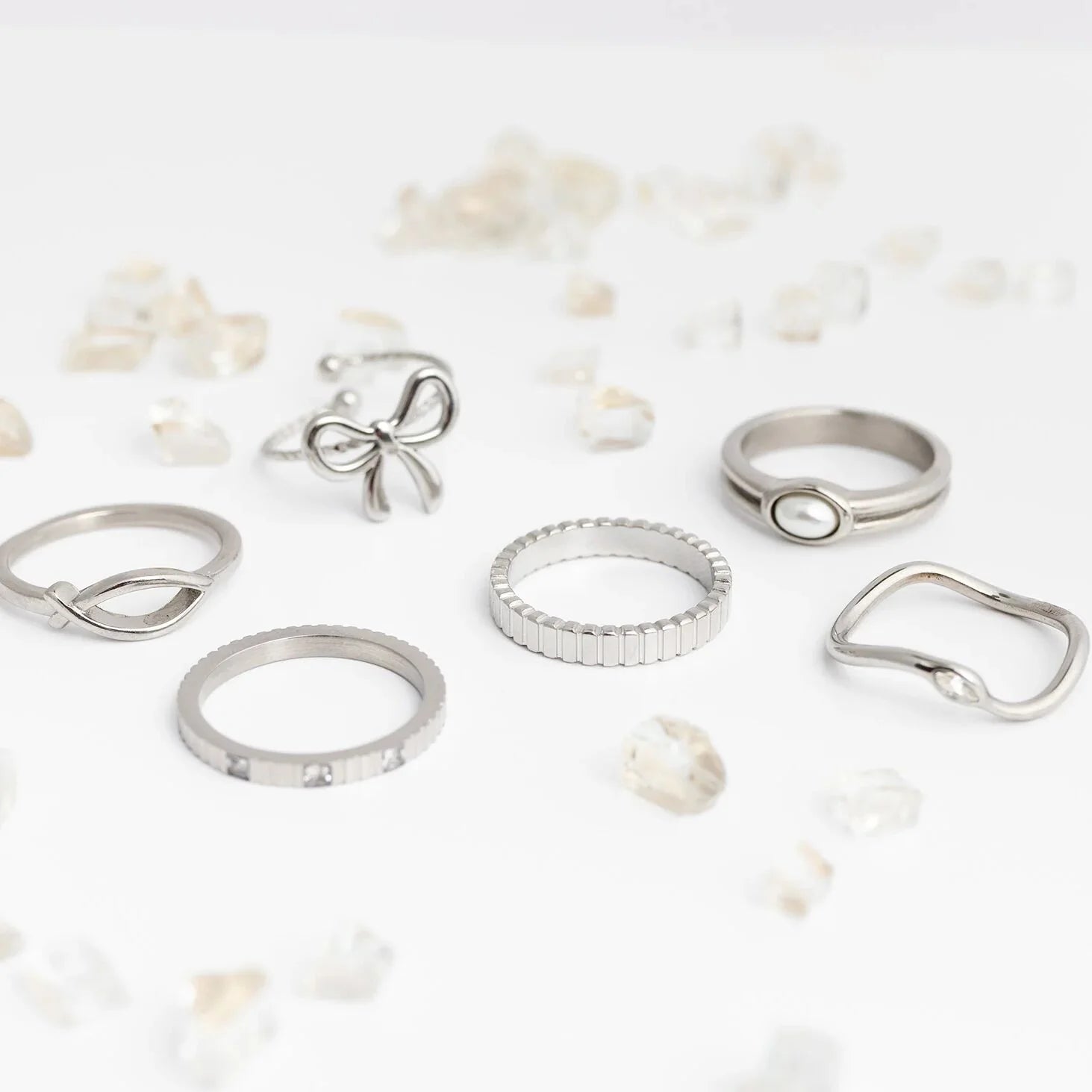 18K Gold PVD Stone Abstract Stacking Ring / KSS0030
