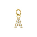 18K Gold Initial Letter Charm – Pavé CZ Stainless Steel Pendant
