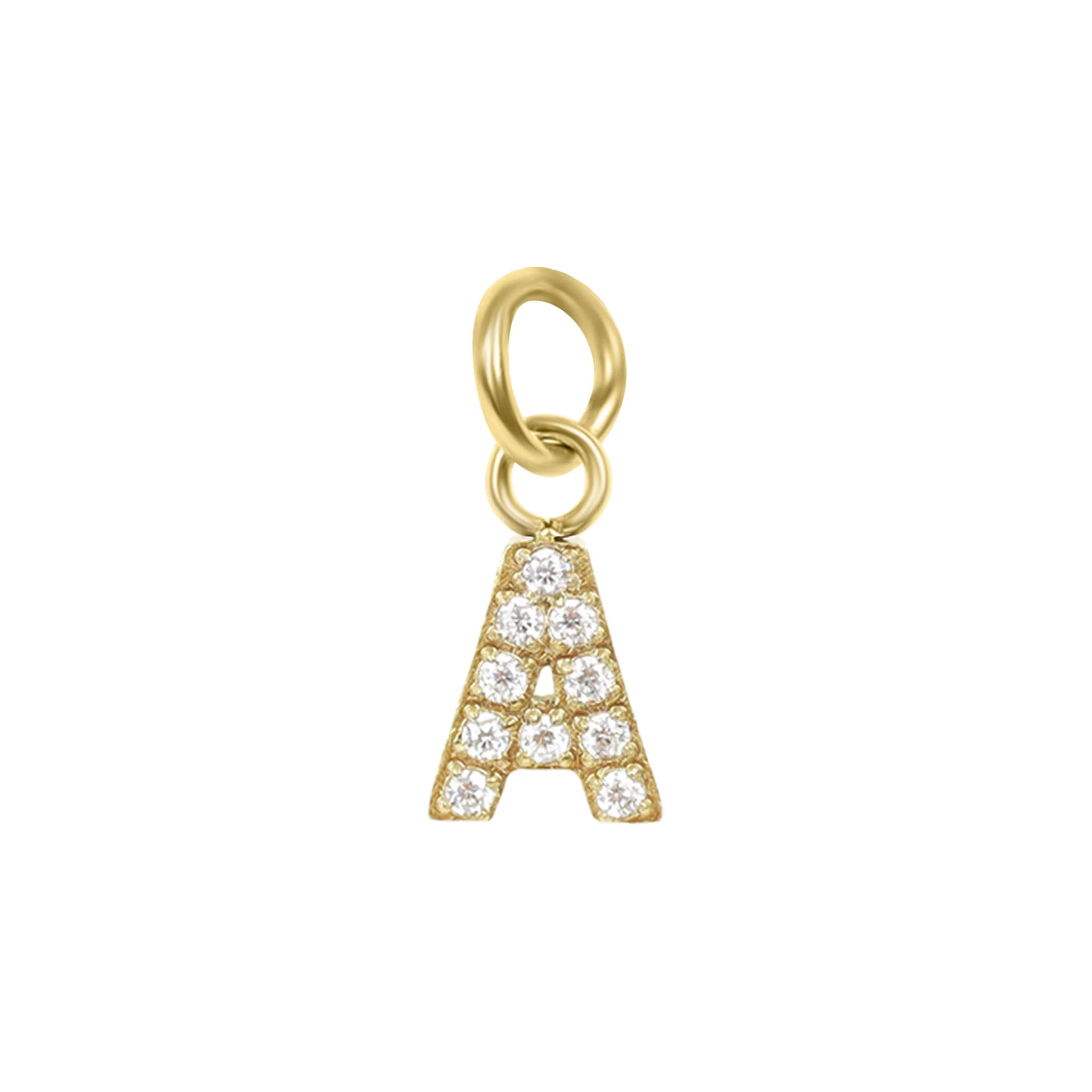 18K Gold PVD Stainless Steel Pave Set CZ Initial Letter Charms / PDC9021