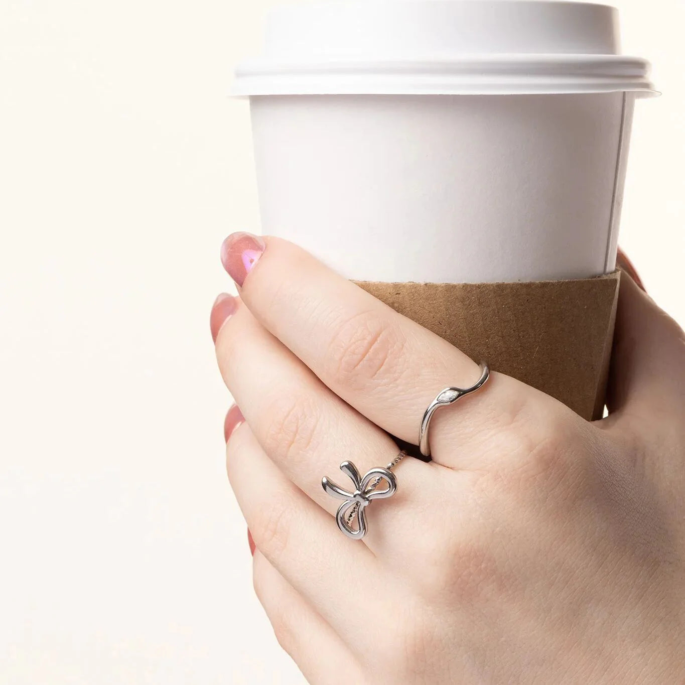 18K Gold PVD Stone Abstract Stacking Ring / KSS0030