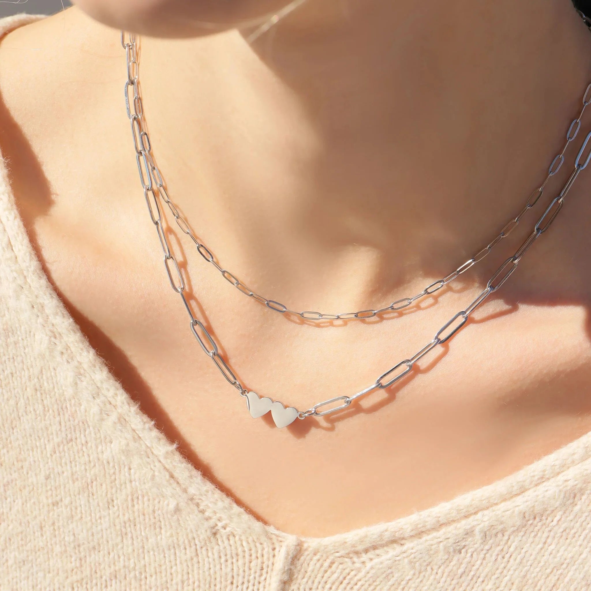 Stainless Steel Paperclip Chain Necklace / CHN9761