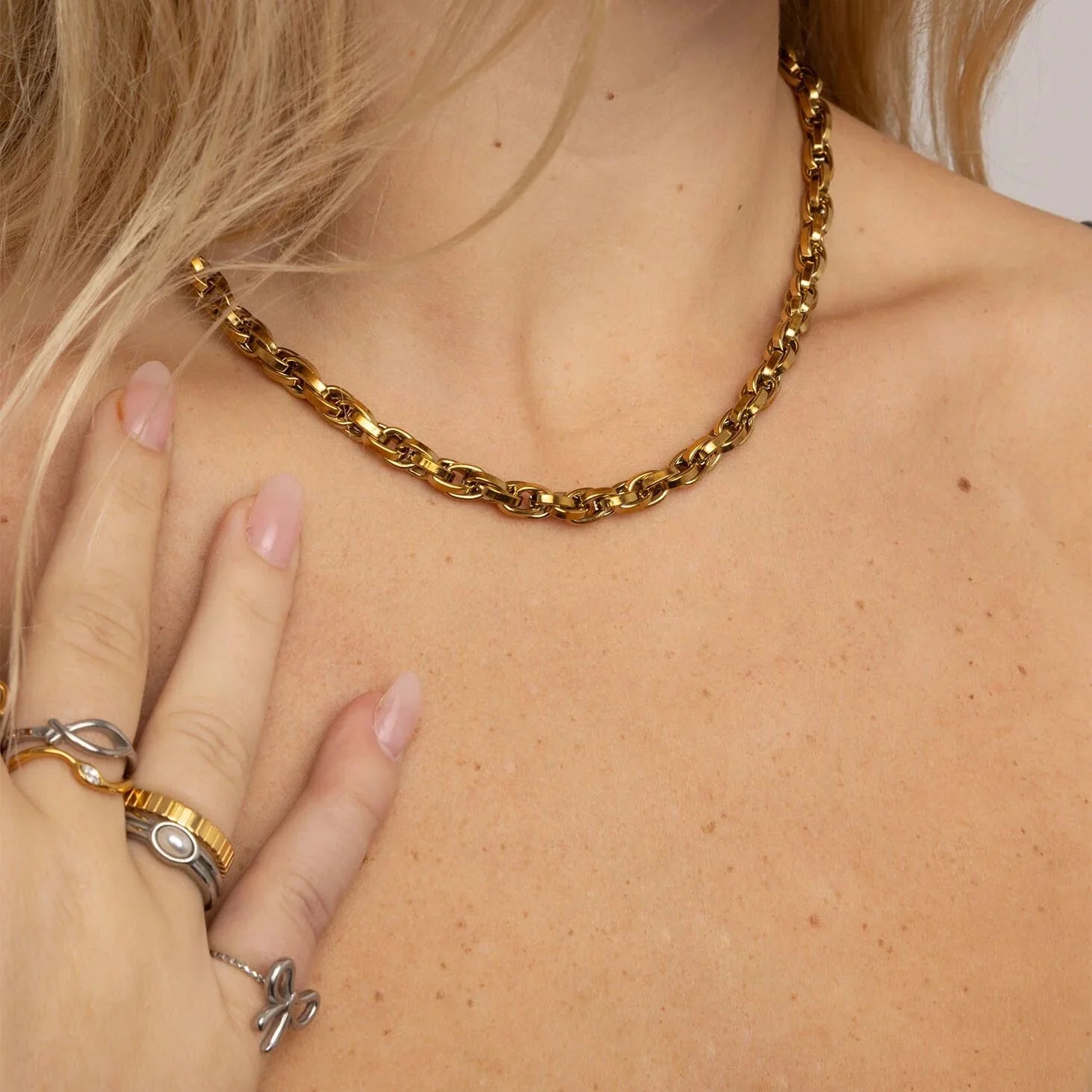 18K Gold PVD Stone Abstract Stacking Ring / KSS0030