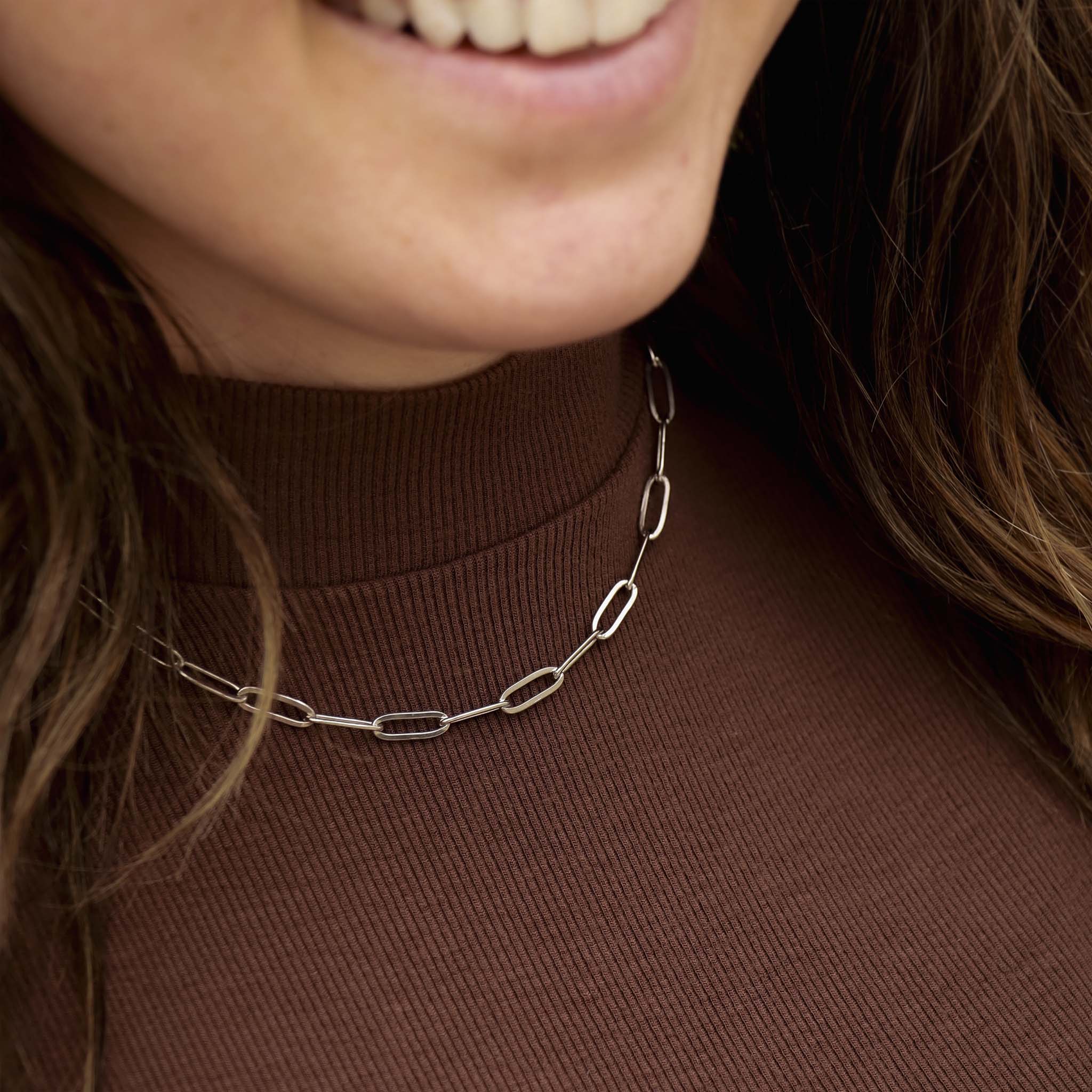 Stainless Steel Paperclip Chain Necklace / CHN9761