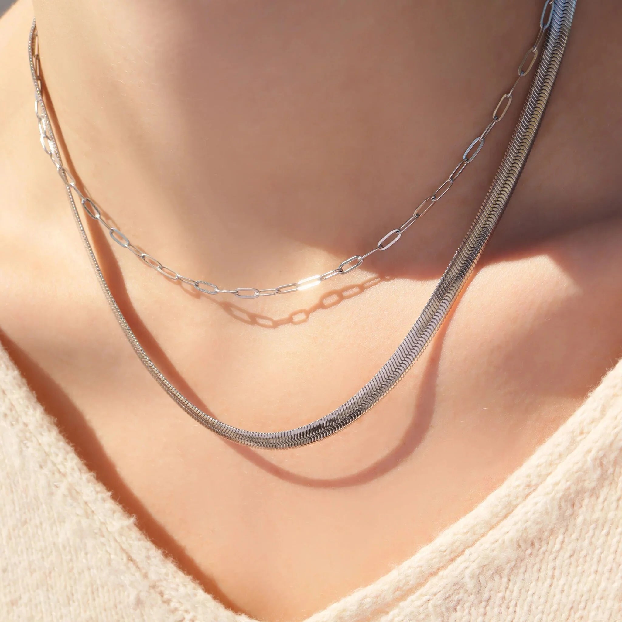 Stainless Steel Paperclip Chain Necklace / CHN9761
