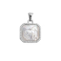 18K Gold PVD Stainless Steel MOP Horse Pendant With CZ Stone Boarder / PDL0387