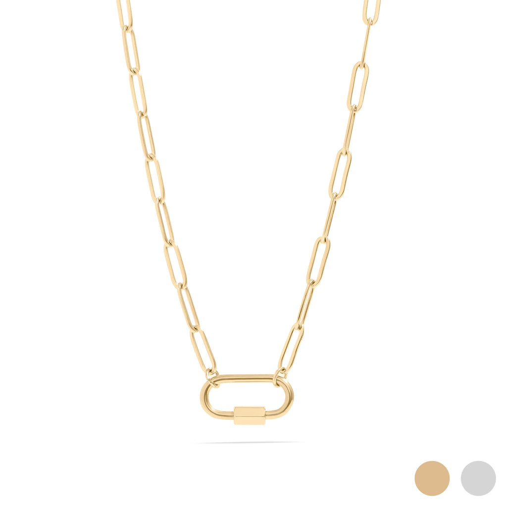 18K Gold Paperclip Charm Holder Necklace – Add Your Own Charms