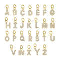 18K Gold PVD Stainless Steel Pave Set CZ Initial Letter Charms / PDC9021
