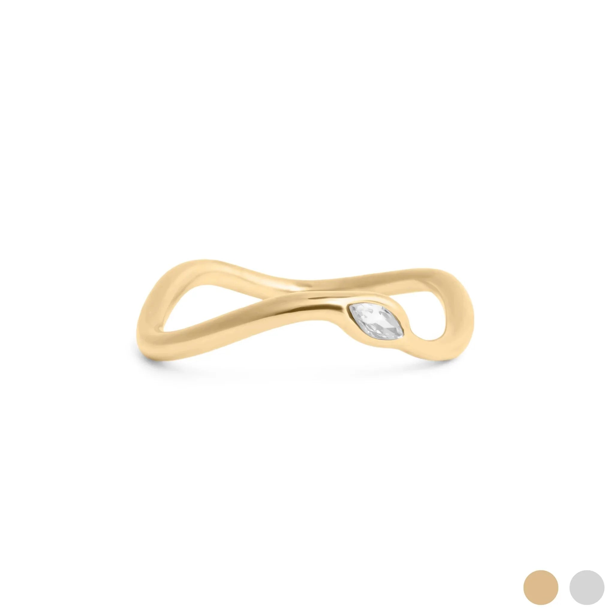 18K Gold PVD Stone Abstract Stacking Ring / KSS0030