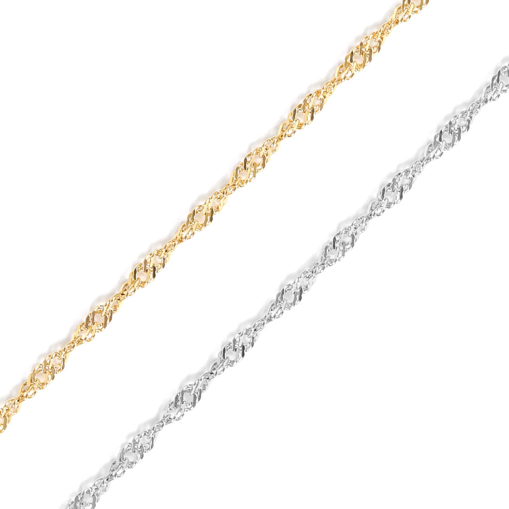 18K Gold PVD Stainless Steel Singapore Chain - By The Foot / SPL1027