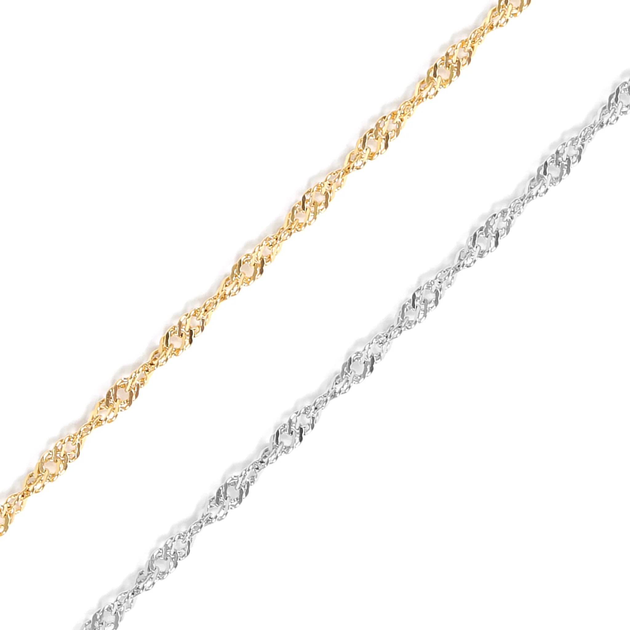 18K Gold PVD Stainless Steel Singapore Chain - By The Foot / SPL1027