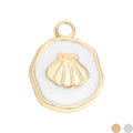 18K Gold PVD Sea Shell White Epoxy Charm / PDL0220