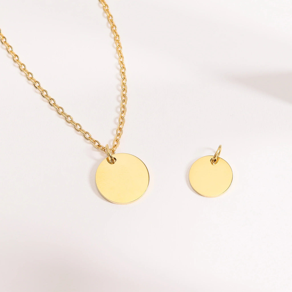 18K Gold PVD Stainless Steel Blank Circle Pendant / SBB0046