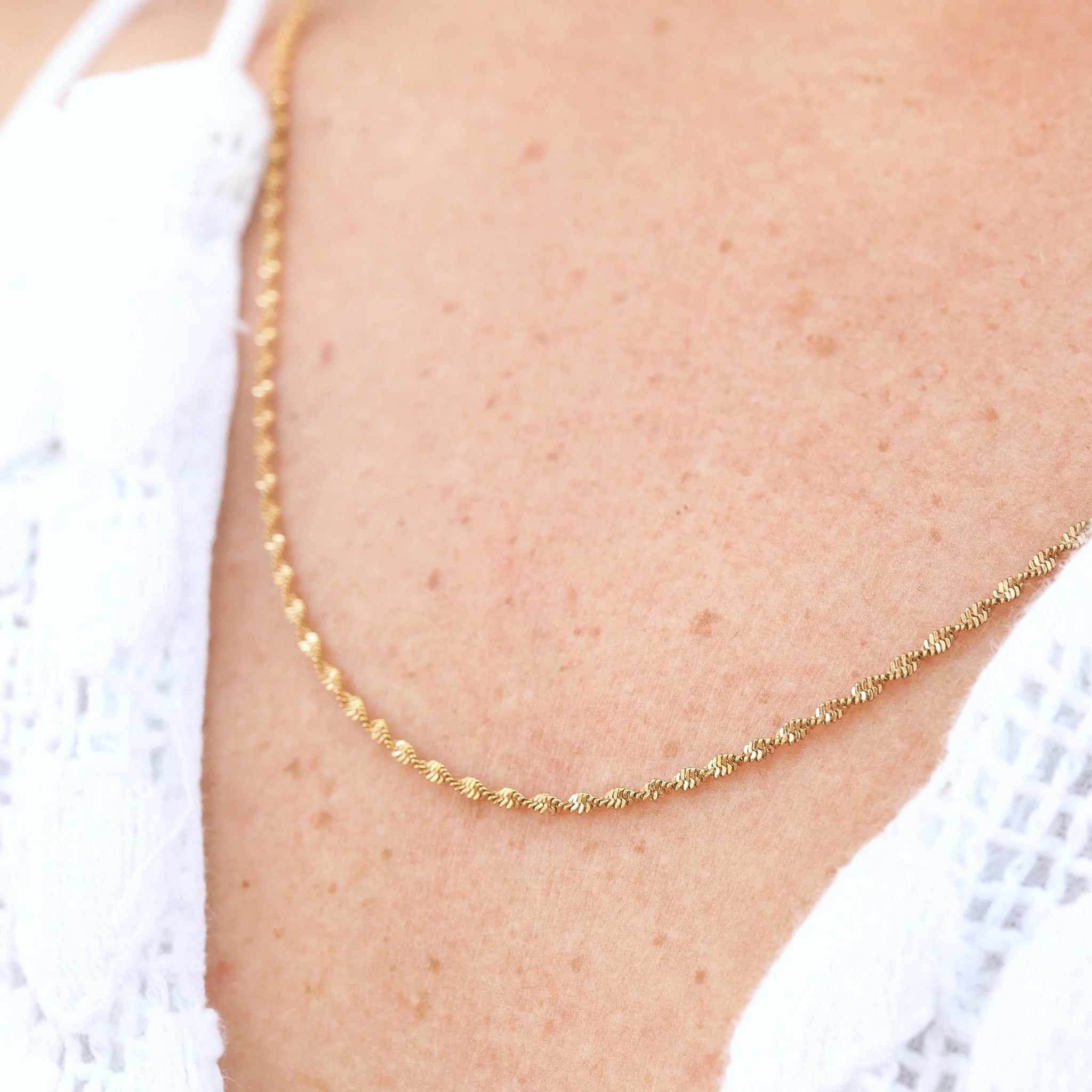 18K Gold PVD Stainless Steel Singapore Chain - By The Foot / SPL1027