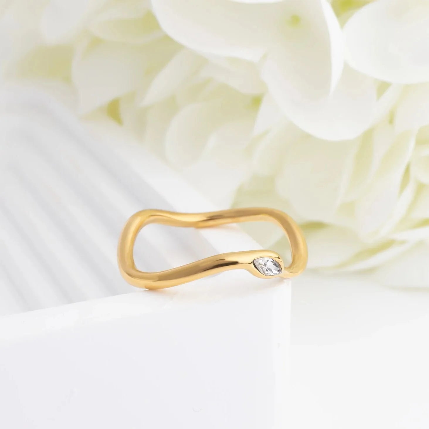 18K Gold PVD Stone Abstract Stacking Ring / KSS0030