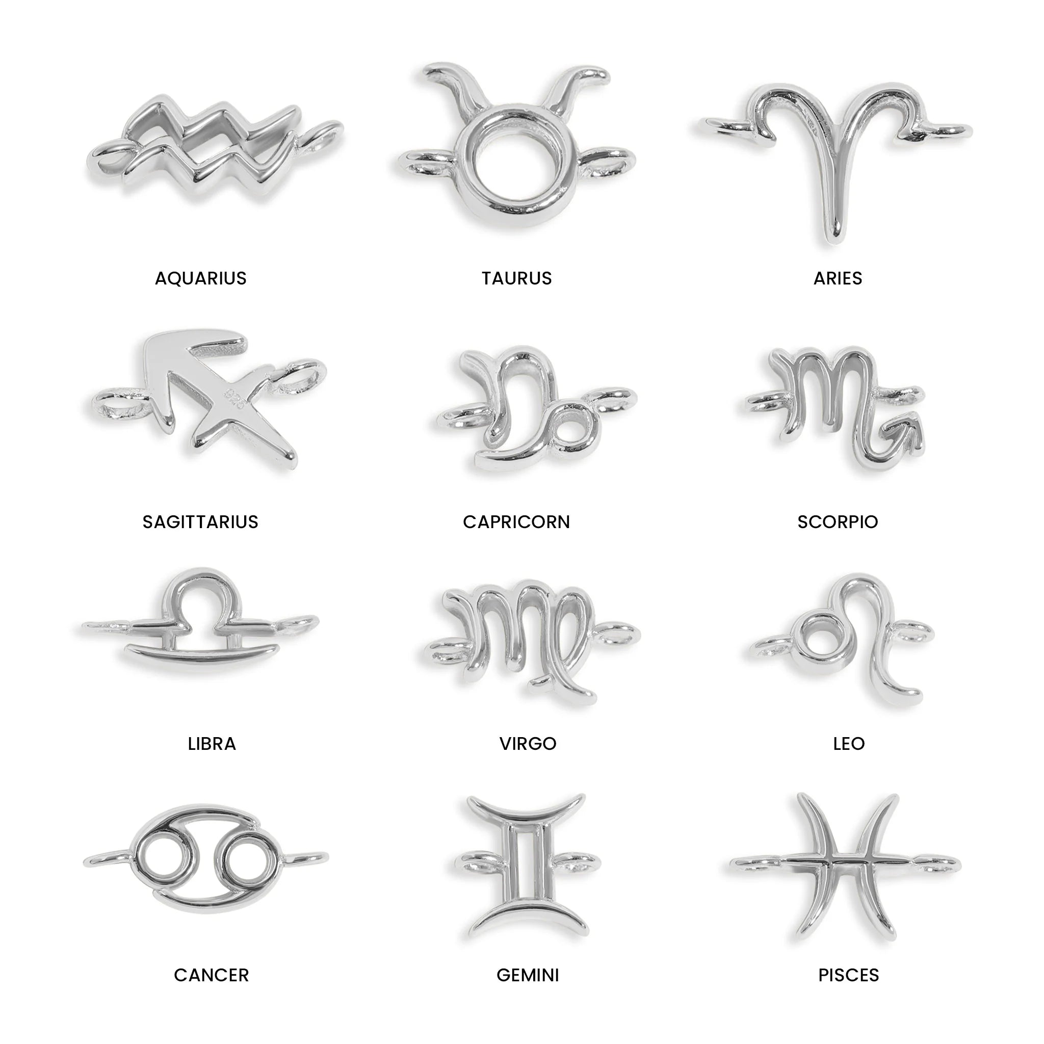 14K Gold Plated Sterling Silver Zodiac Connector Charm for Permanent Jewelry / PMJ1032