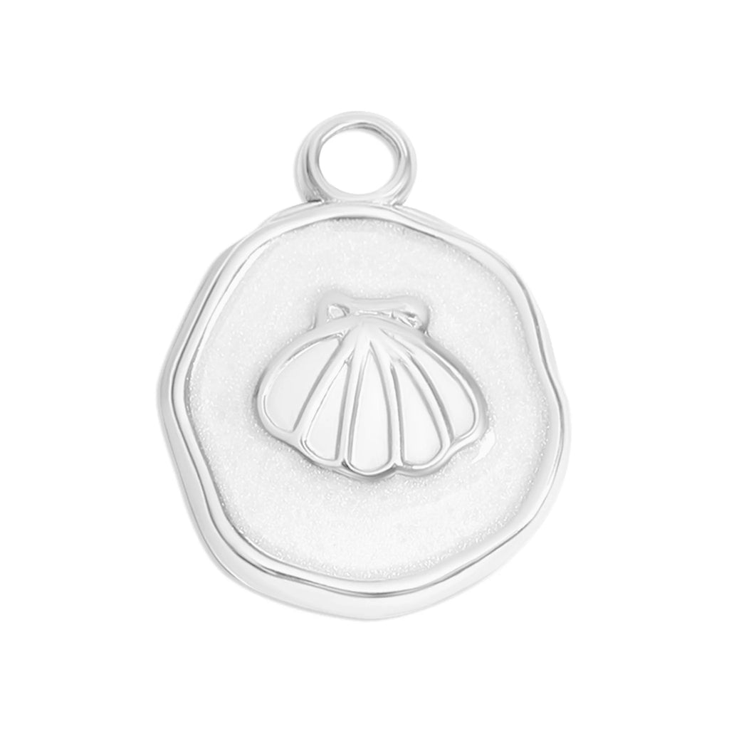 18K Gold PVD Sea Shell White Epoxy Charm / PDL0220