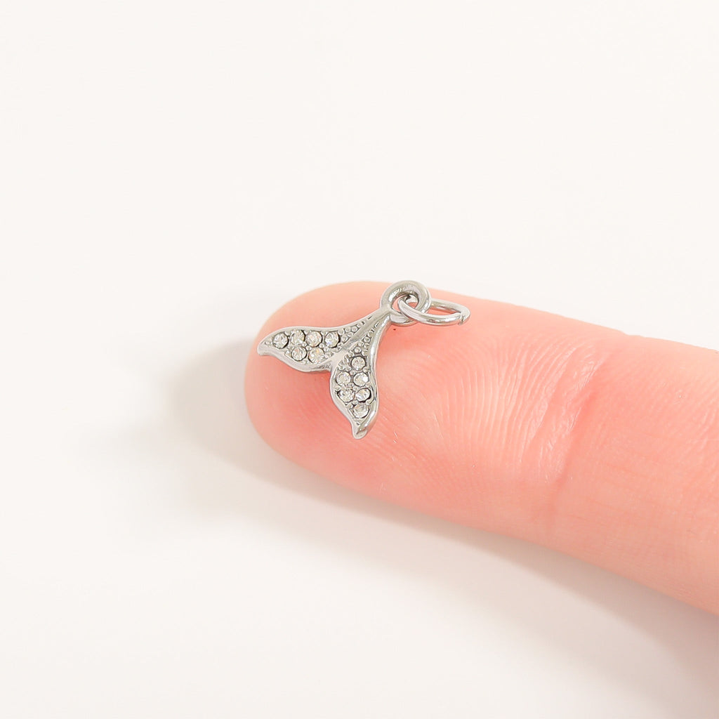 Mermaid tail CZ stone encrusted pendant