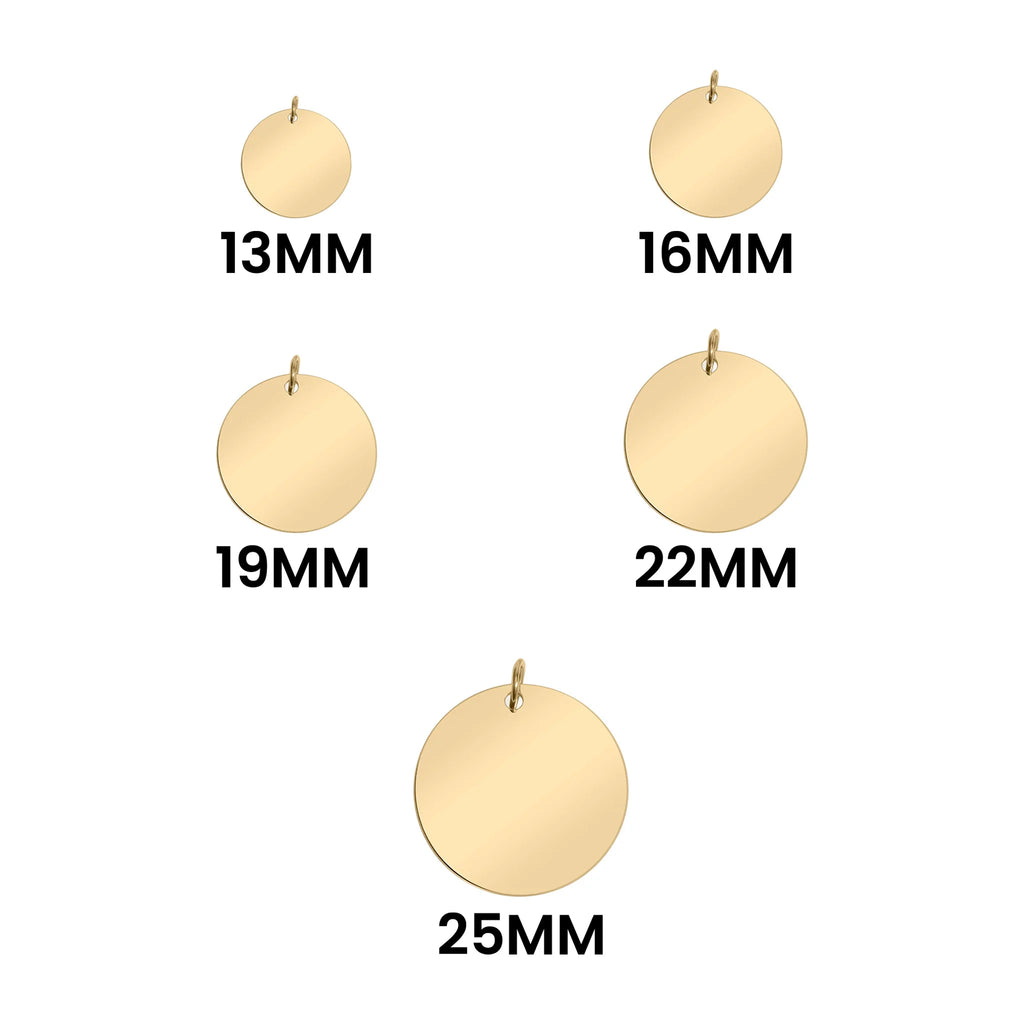 18K Gold PVD Stainless Steel Blank Circle Pendant / SBB0046