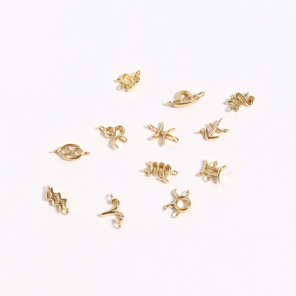 14K Gold Plated Sterling Silver Zodiac Connector Charm for Permanent Jewelry / PMJ1032