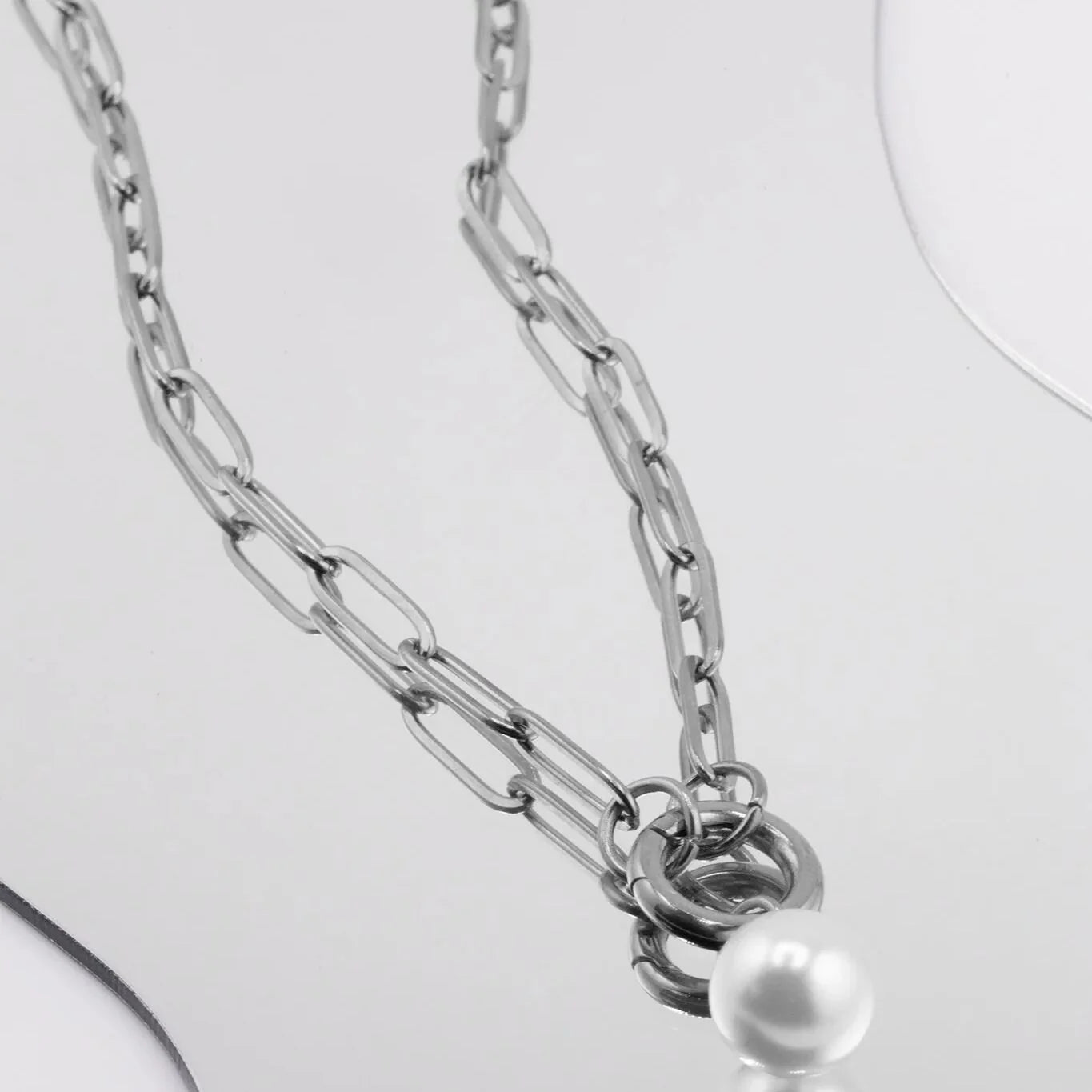18K Gold PVD Stainless Steel Paperclip Charm Holder Necklace / CHN9951