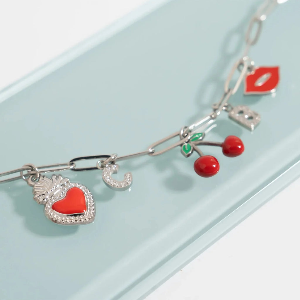 Stainless Steel Pave Set CZ Initial Letter Charms / PDC9020