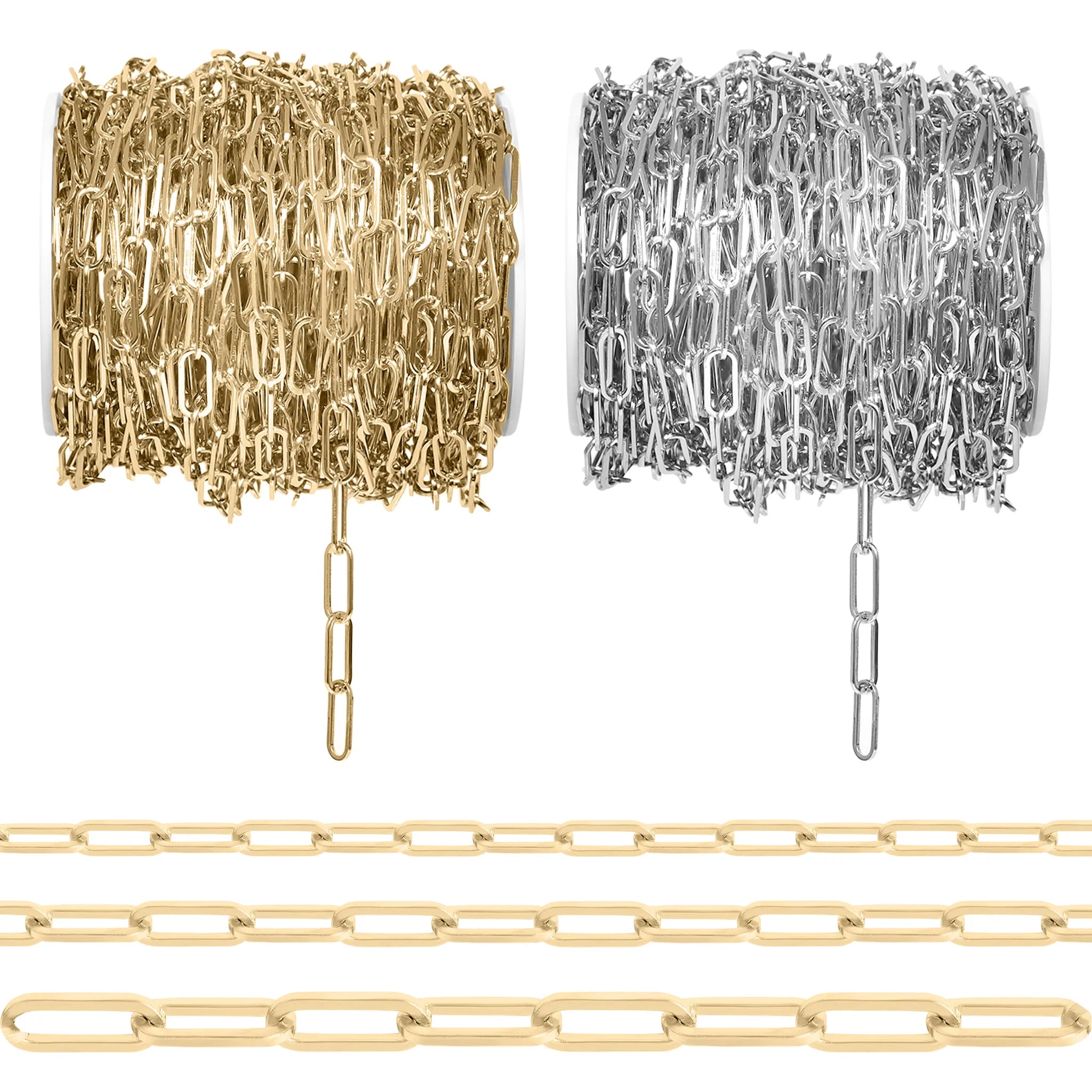18K Gold PVD Stainless Steel Paperclip Chain - By The Foot / SPL1014