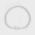 Stone Evil Eye Metal Beaded Stretch Bracelet