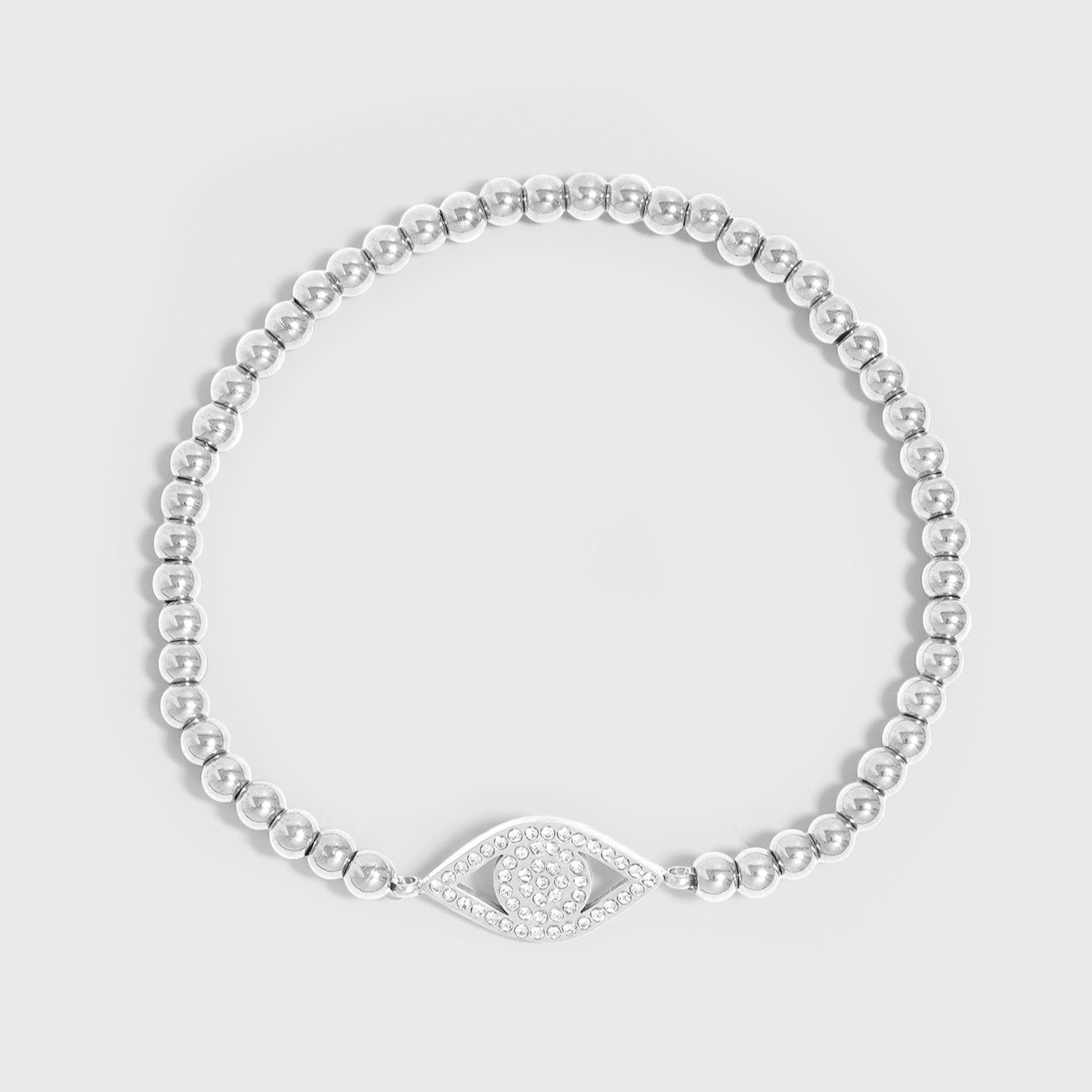 Stone Evil Eye Metal Beaded Stretch Bracelet