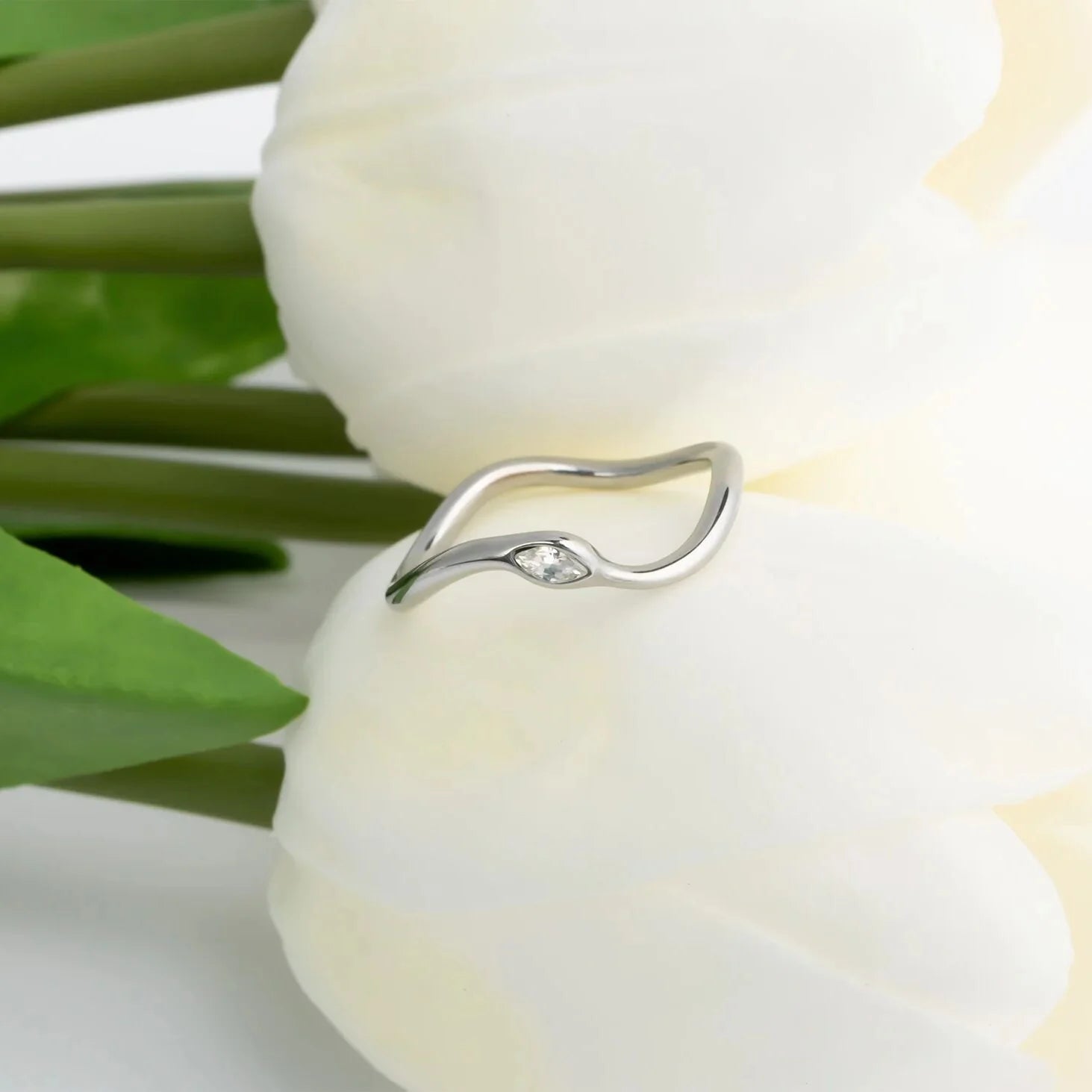 18K Gold PVD Stone Abstract Stacking Ring / KSS0030