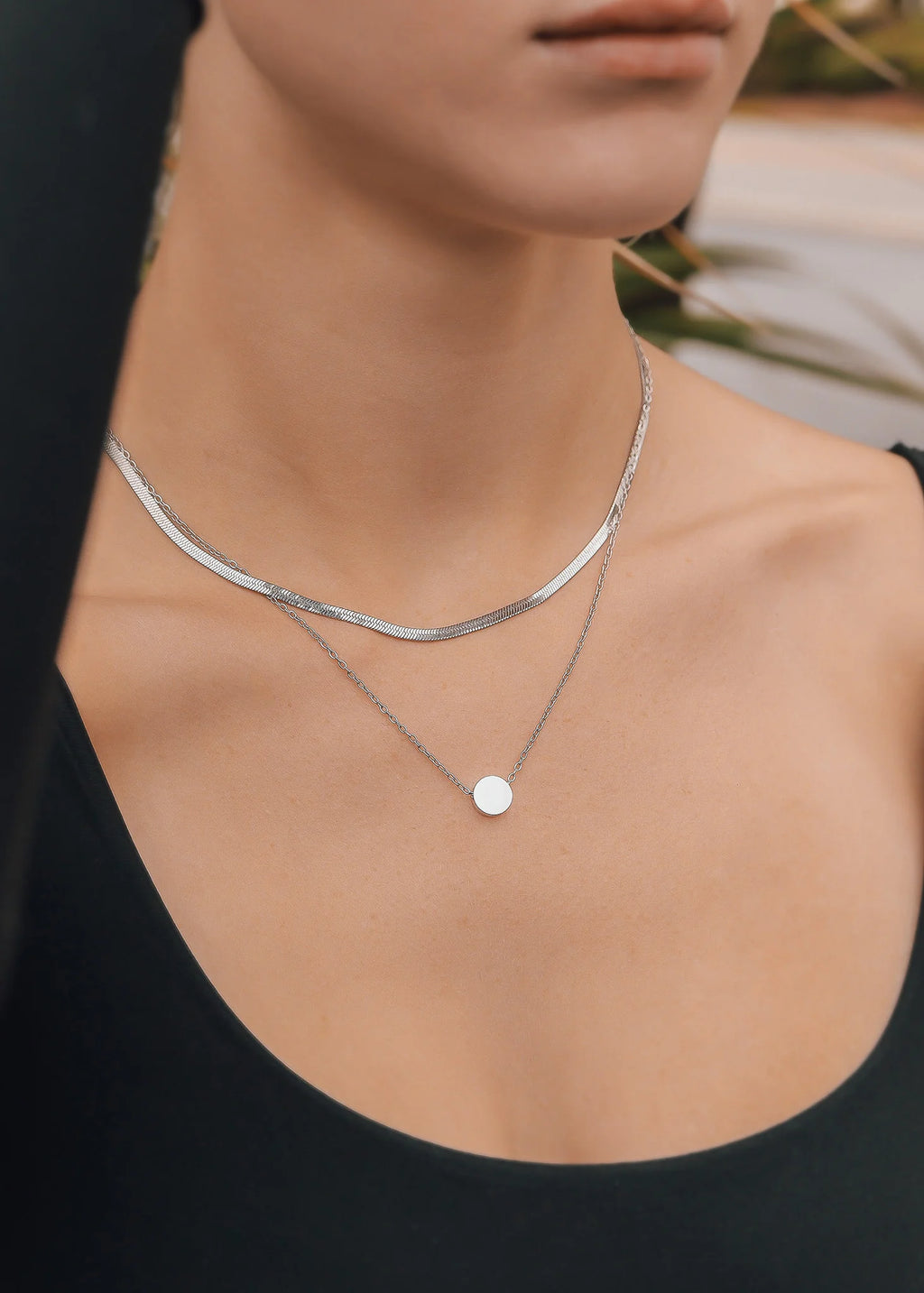 Stainless Steel Herringbone Chain Necklace / CHN9770