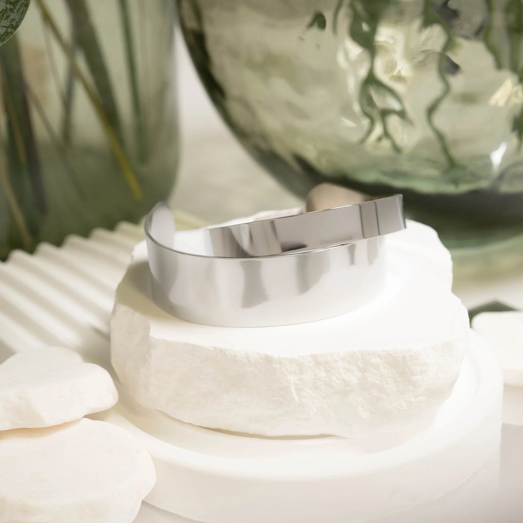 Stainless Steel Rounded Blank Cuff Bracelet / SBB0001