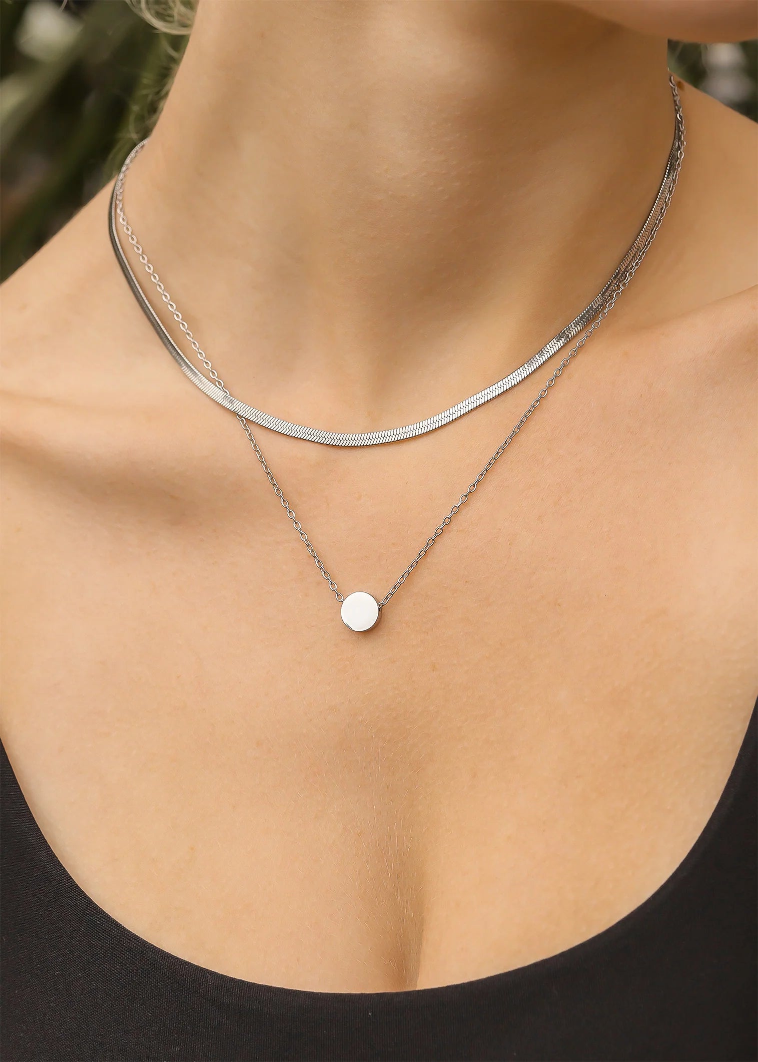 Stainless Steel Herringbone Chain Necklace / CHN9770