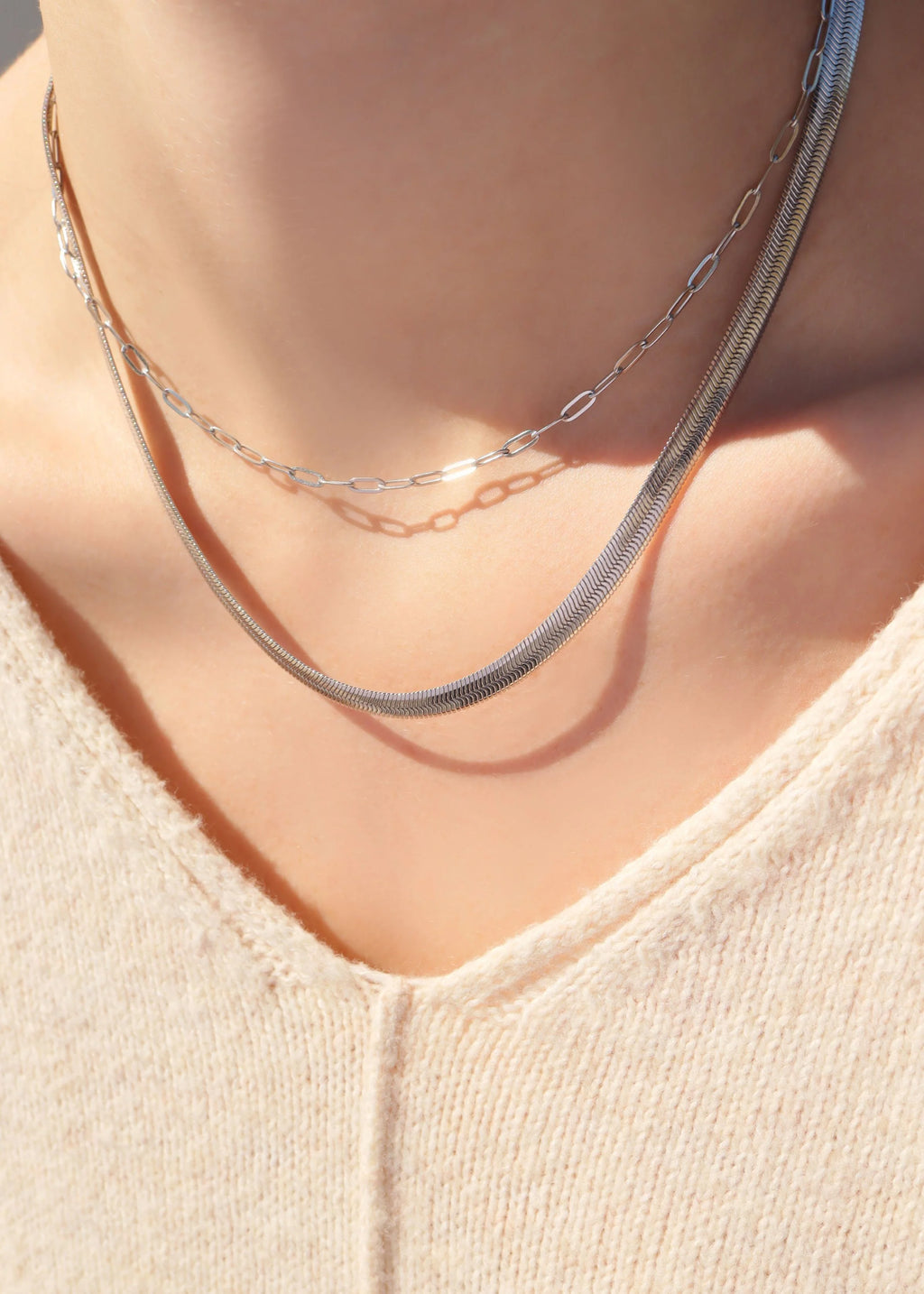 Stainless Steel Herringbone Chain Necklace / CHN9770