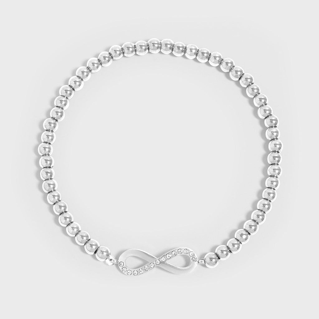 Stone Infinity Sign Metal Beaded Stretch Bracelet