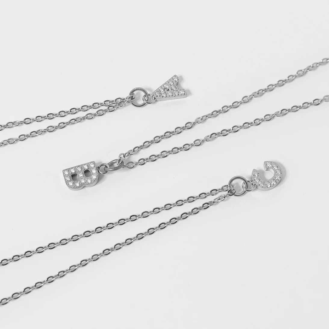 Stainless Steel Pave Set CZ Initial Letter Charms / PDC9020