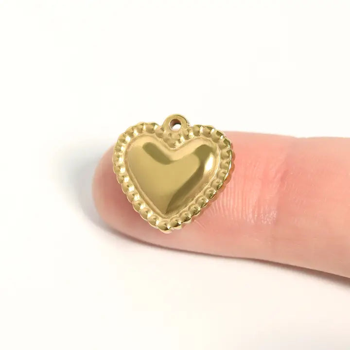 Beaded Trim Heart Charm