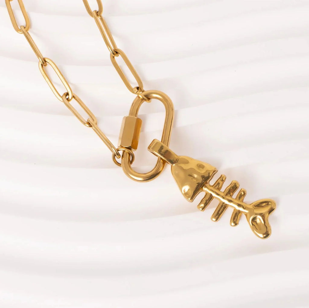 18K Gold Paperclip Charm Holder Necklace – Add Your Own Charms
