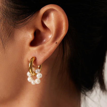 Elara Pearl Earrings in gold tone, product image 8